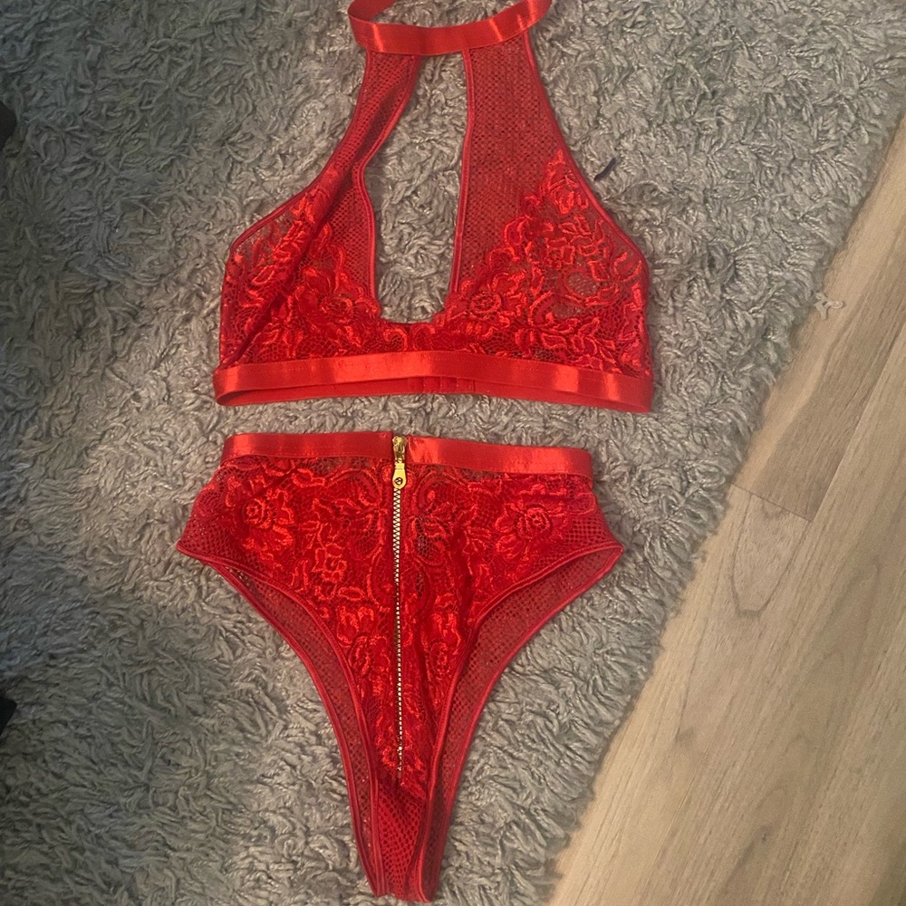 Yandy Red Lace Bra Set